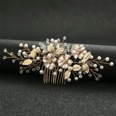 Alloy Hair Comb With Diamond-Encrusted Flower Alloy Hair Comb With Diamond-Encrusted Flower